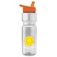 a clear bottle & orange lid champion - 28 oz transparent bottle with flip straw lid and digital imprint