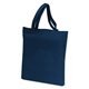 aerial view a blue orangebag 6 oz navy blue eco - friendly cotton tote bag with strap handles, image 1 of 2
