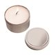 aerial view a white / ivory promotional 2 oz round tin soy candle with your logo, image 1 of 3