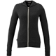 aerial view a black womens garner lightweight knit full zip hoodie with thumb holes, image 1 of 7