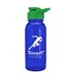 a transparent blue bottle & green lid cadet - 18 oz tritan(tm) bottle with drink thru lid