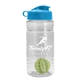 a clear bottle & cyan lid & lime green mixing ball groove 20 oz tritan(tm) shaker bottle with flip lid and mixing ball