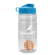 a clear bottle & cyan lid & orange mixing ball groove 20 oz tritan(tm) shaker bottle with flip lid and mixing ball