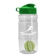 a clear bottle & green lid & lime green mixing ball groove 20 oz tritan(tm) shaker bottle with flip lid and mixing ball