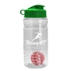 a clear bottle & green lid & red mixing ball groove 20 oz tritan(tm) shaker bottle with flip lid and mixing ball