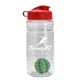 a clear bottle & red lid & green mixing ball groove 20 oz tritan(tm) shaker bottle with flip lid and mixing ball