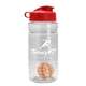 a clear bottle & red lid & orange mixing ball groove 20 oz tritan(tm) shaker bottle with flip lid and mixing ball
