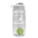 a clear bottle & white lid & lime green mixing ball groove 20 oz tritan(tm) shaker bottle with flip lid and mixing ball