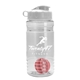 a clear bottle & white lid & red mixing ball groove 20 oz tritan(tm) shaker bottle with flip lid and mixing ball