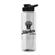 a clear bottle & black lid the guzzler - 32 oz transparent bottle with drink thru lid