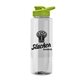 a clear bottle & lime green lid the guzzler - 32 oz transparent bottle with drink thru lid