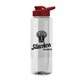 a clear bottle & red lid the guzzler - 32 oz transparent bottle with drink thru lid