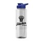 a clear bottle & royal blue lid the guzzler - 32 oz transparent bottle with drink thru lid