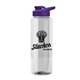 a clear bottle & violet lid the guzzler - 32 oz transparent bottle with drink thru lid