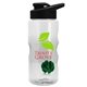 a clear bottle & black lid & green mixing ball mini mountain 22 oz tritan(tm) shaker bottle with drink thru lid