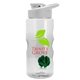 a clear bottle & white lid & green mixing ball mini mountain 22 oz tritan(tm) shaker bottle with drink thru lid