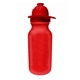 aerial view a red 20 oz value cycle bottle with fireman helmet pushn pull cap, full color digital, image 1 of 2