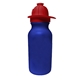 aerial view a blue 20 oz value cycle bottle with fireman helmet pushn pull cap, full color digital, image 1 of 2