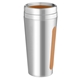 aerial view a silver/orange dual - grip travel tumbler - 15 oz, image 1 of 3