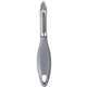aerial view a grey plastic veggie brush / peeler with stainless steel blade, image 1 of 4