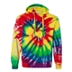aerial view a michelangelo spiral dyenomite - multi - color spiral tie - dyed hooded sweatshirt - colors, image 1 of 3