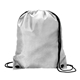 aerial view a metallic silver drawstring sport pack, image 1 of 4