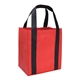 a red/black grande reusable tote with reinforced handles
