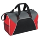 aerial view a black/red color panel sport duffel, image 1 of 2