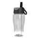 aerial view a clear bottle & gray/black spout lid poly+ jr. bottle with ring - straw lid - 18 oz, image 1 of 2