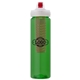 aerial view a green body & red infuser & red lid newport 25 oz pet bottle with flip spout infuser, image 1 of 2