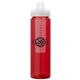 a red body & clear infuser & clear lid newport 25 oz pet bottle with flip spout infuser
