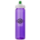 a purple body & clear infuser & green lid newport 25 oz pet bottle with flip spout infuser