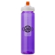 a purple body & clear infuser & orange lid newport 25 oz pet bottle with flip spout infuser