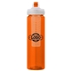 aerial view a orange body & clear infuser & orange lid newport 25 oz pet bottle with flip spout infuser, image 1 of 2