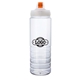 a clear body & clear ice stick & orange lid 26 oz pet bottle with flip spout ice stick