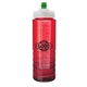a red body & clear ice stick & green lid 26 oz pet bottle with flip spout ice stick