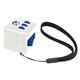 aerial view a white with royal blue accents cube fidget - fidget toy, image 1 of 2