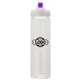 a clear body & purple lid & clear infuser laguna 32 oz pet bottle with flip spout infuser