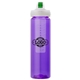 a purple body & green lid & clear infuser laguna 32 oz pet bottle with flip spout infuser