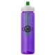 a purple body & green lid & green infuser laguna 32 oz pet bottle with flip spout infuser
