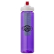 a purple body & red lid & green infuser laguna 32 oz pet bottle with flip spout infuser