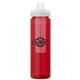 a red body & clear lid & clear infuser laguna 32 oz pet bottle with flip spout infuser