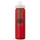 a red body & clear lid & green infuser laguna 32 oz pet bottle with flip spout infuser