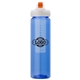 a navy body & clear infuser & orange lid newport 25 oz pet bottle with flip spout infuser
