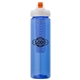 a navy body & navy infuser & orange lid newport 25 oz pet bottle with flip spout infuser