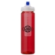 a red body & clear infuser & navy lid newport 25 oz pet bottle with flip spout infuser