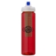 a red body & green infuser & navy lid newport 25 oz pet bottle with flip spout infuser