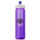 a purple body & clear infuser & navy lid newport 25 oz pet bottle with flip spout infuser
