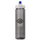 a smoke body & clear infuser & navy lid newport 25 oz pet bottle with flip spout infuser