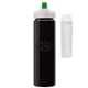 a black body & clear infuser & green lid newport 25 oz pet bottle with flip spout infuser